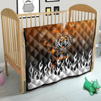 Personalized Wests Tigers Quilt Y2K Grunge Aesthetic With Cyber Flames and Starburst Graphics