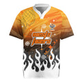 Personalized Wests Tigers Rugby Jersey Y2K Grunge Aesthetic With Cyber Flames and Starburst Graphics