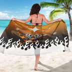 Personalized Wests Tigers Sarong Y2K Grunge Aesthetic With Cyber Flames and Starburst Graphics