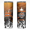 Personalized Wests Tigers Skinny Tumbler Y2K Grunge Aesthetic With Cyber Flames and Starburst Graphics