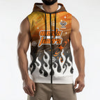 Personalized Wests Tigers Sleeveless Zip Hoodie Y2K Grunge Aesthetic With Cyber Flames and Starburst Graphics