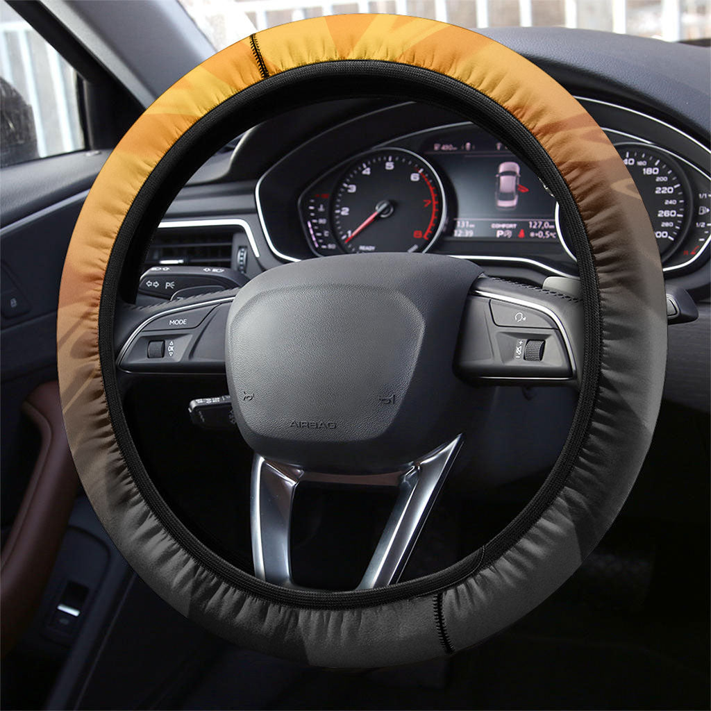 Wests Tigers Steering Wheel Cover Y2K Grunge Aesthetic With Cyber Flames and Starburst Graphics