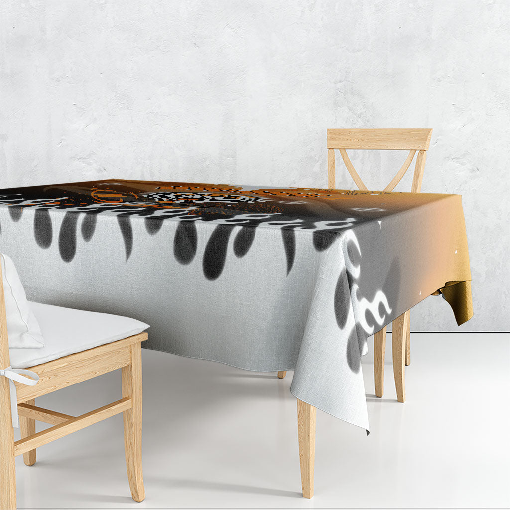 Personalized Wests Tigers Tablecloth Y2K Grunge Aesthetic With Cyber Flames and Starburst Graphics