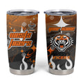 Personalized Wests Tigers Tumbler Cup Y2K Grunge Aesthetic With Cyber Flames and Starburst Graphics