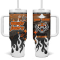 Personalized Wests Tigers Tumbler With Handle Y2K Grunge Aesthetic With Cyber Flames and Starburst Graphics