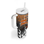 Personalized Wests Tigers Tumbler With Handle Y2K Grunge Aesthetic With Cyber Flames and Starburst Graphics