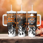 Personalized Wests Tigers Tumbler With Handle Y2K Grunge Aesthetic With Cyber Flames and Starburst Graphics