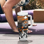 Personalized Wests Tigers Tumbler With Handle Y2K Grunge Aesthetic With Cyber Flames and Starburst Graphics
