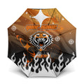 Personalized Wests Tigers Umbrella Y2K Grunge Aesthetic With Cyber Flames and Starburst Graphics