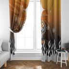 Personalized Wests Tigers Window Curtain Y2K Grunge Aesthetic With Cyber Flames and Starburst Graphics