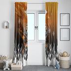Personalized Wests Tigers Window Curtain Y2K Grunge Aesthetic With Cyber Flames and Starburst Graphics