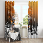 Personalized Wests Tigers Window Curtain Y2K Grunge Aesthetic With Cyber Flames and Starburst Graphics