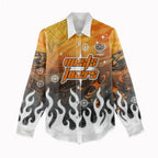 Personalized Wests Tigers Women Casual Shirt Y2K Grunge Aesthetic With Cyber Flames and Starburst Graphics