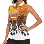Personalized Wests Tigers Women Sleeveless Polo Shirt Y2K Grunge Aesthetic With Cyber Flames and Starburst Graphics