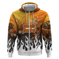 Personalized Wests Tigers Zip Hoodie Y2K Grunge Aesthetic With Cyber Flames and Starburst Graphics