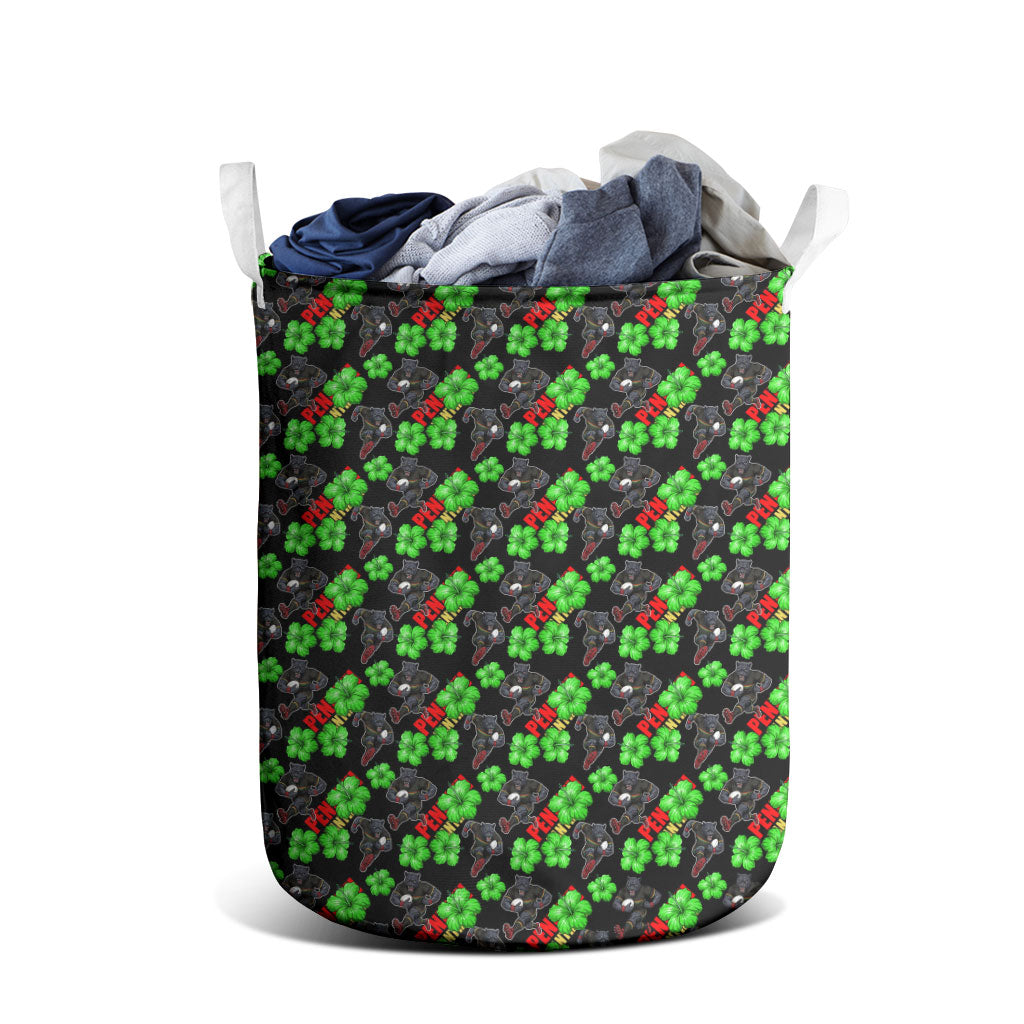 Penrith Panthers Laundry Basket Tropical Hibiscus Floral Seamless Rugby Mascot