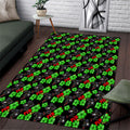 Penrith Panthers Area Rug Tropical Hibiscus Floral Seamless Rugby Mascot