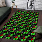 Penrith Panthers Area Rug Tropical Hibiscus Floral Seamless Rugby Mascot