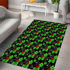 Penrith Panthers Area Rug Tropical Hibiscus Floral Seamless Rugby Mascot