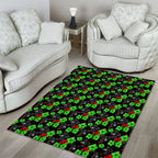 Penrith Panthers Area Rug Tropical Hibiscus Floral Seamless Rugby Mascot