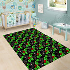 Penrith Panthers Area Rug Tropical Hibiscus Floral Seamless Rugby Mascot