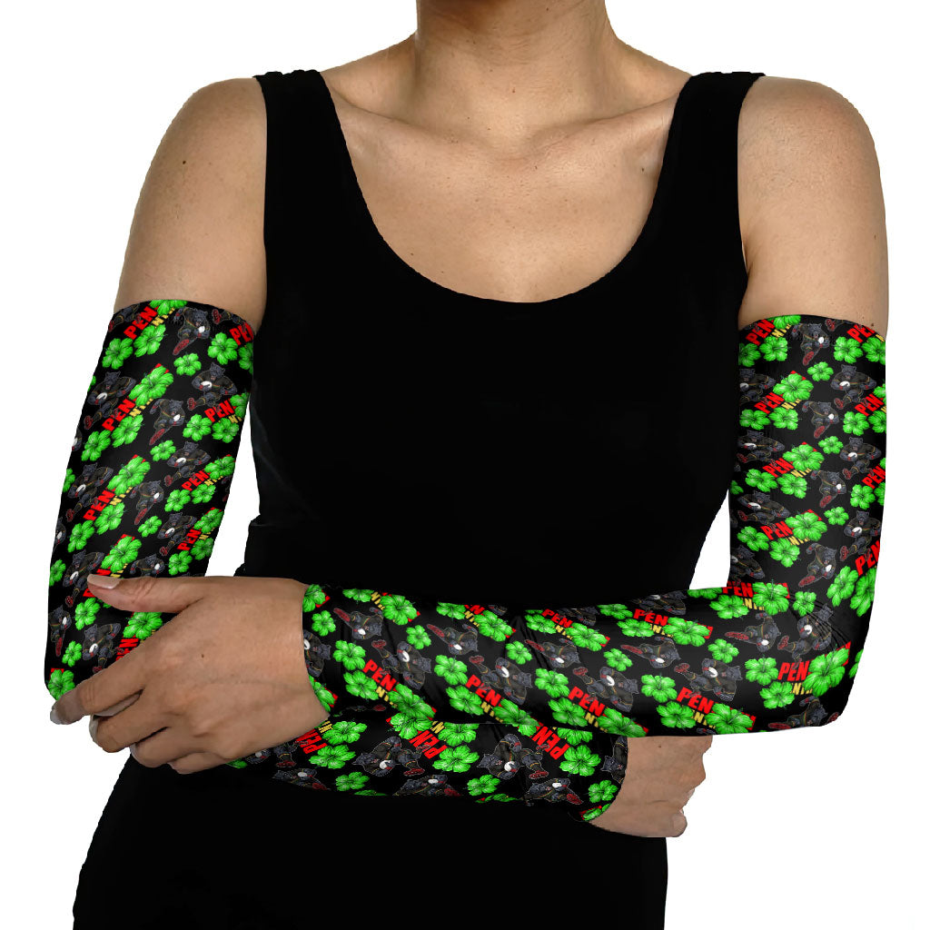 Penrith Panthers Arm Sleeves Tropical Hibiscus Floral Seamless Rugby Mascot