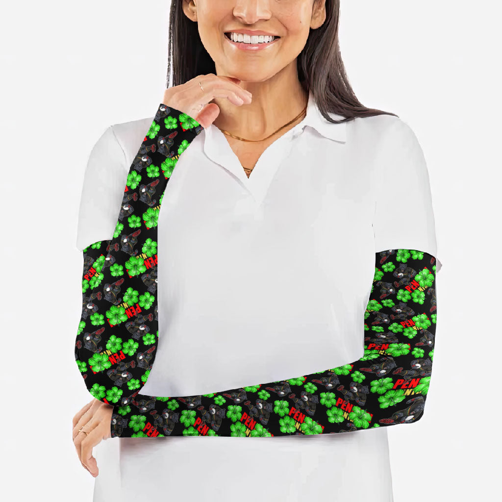 Penrith Panthers Arm Sleeves Tropical Hibiscus Floral Seamless Rugby Mascot