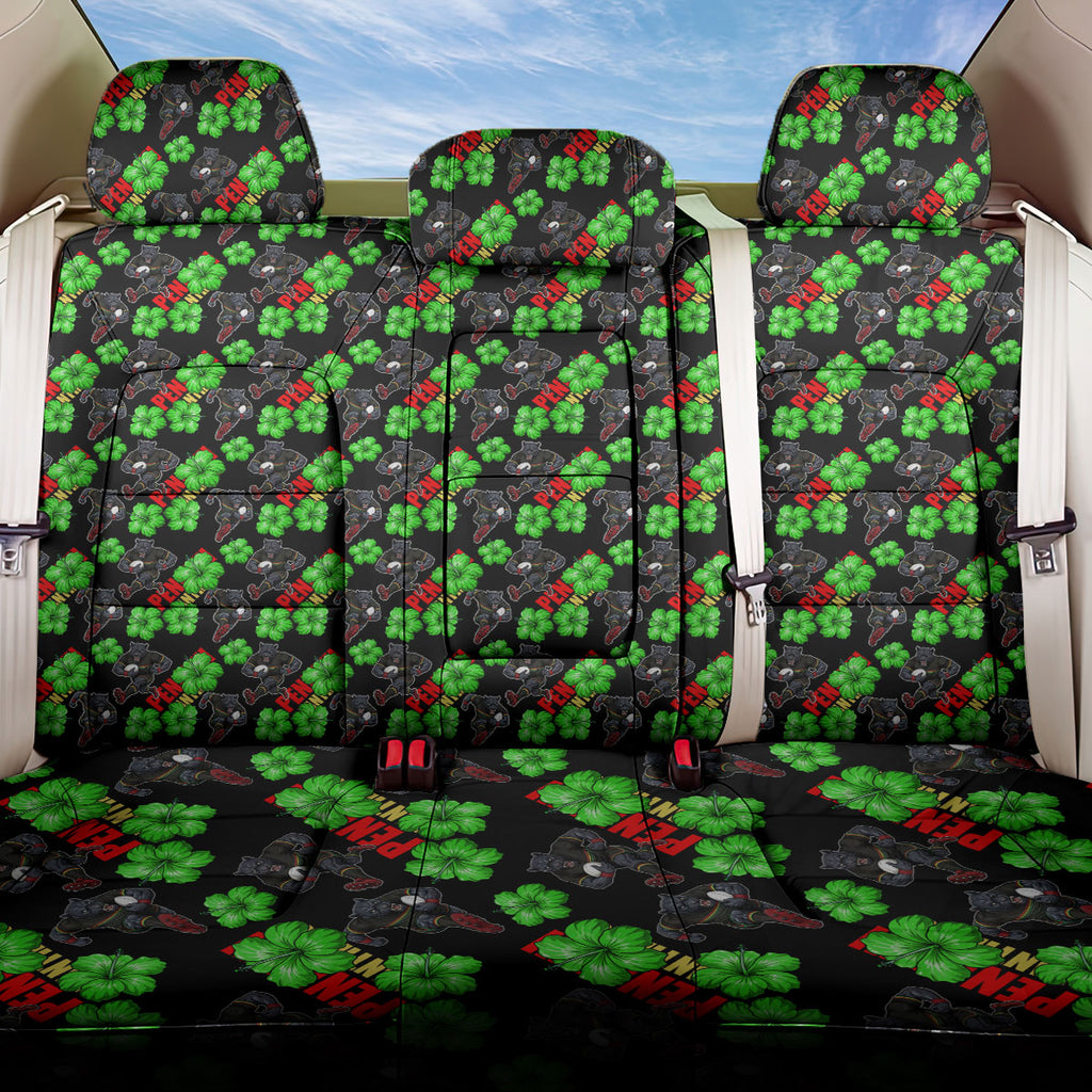 Penrith Panthers Back Car Seat Cover Tropical Hibiscus Floral Seamless Rugby Mascot