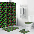 Penrith Panthers Bathroom Set Tropical Hibiscus Floral Seamless Rugby Mascot