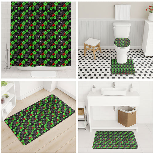 Penrith Panthers Bathroom Set Tropical Hibiscus Floral Seamless Rugby Mascot