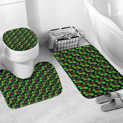 Penrith Panthers Bathroom Set Tropical Hibiscus Floral Seamless Rugby Mascot