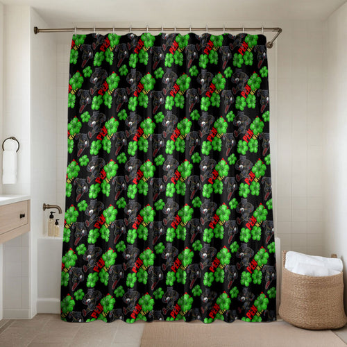Penrith Panthers Bathroom Set Tropical Hibiscus Floral Seamless Rugby Mascot