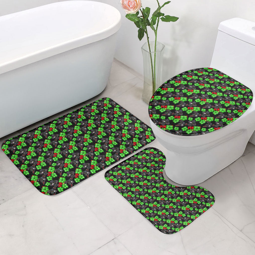 Penrith Panthers Bathroom Set Tropical Hibiscus Floral Seamless Rugby Mascot