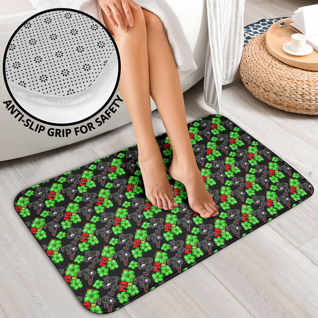 Penrith Panthers Bathroom Set Tropical Hibiscus Floral Seamless Rugby Mascot