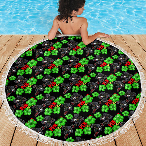 Penrith Panthers Beach Blanket Tropical Hibiscus Floral Seamless Rugby Mascot