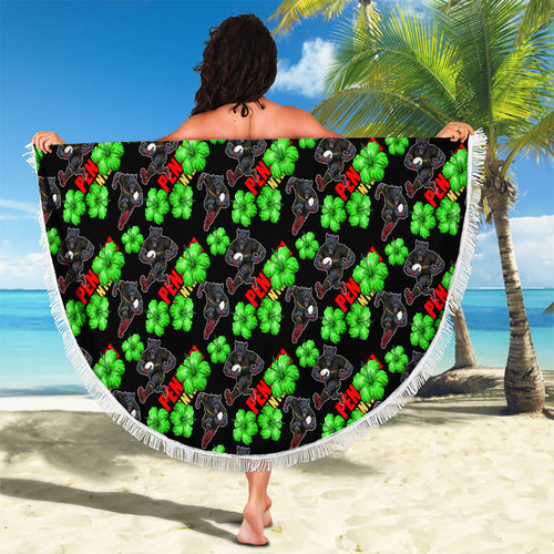 Penrith Panthers Beach Blanket Tropical Hibiscus Floral Seamless Rugby Mascot