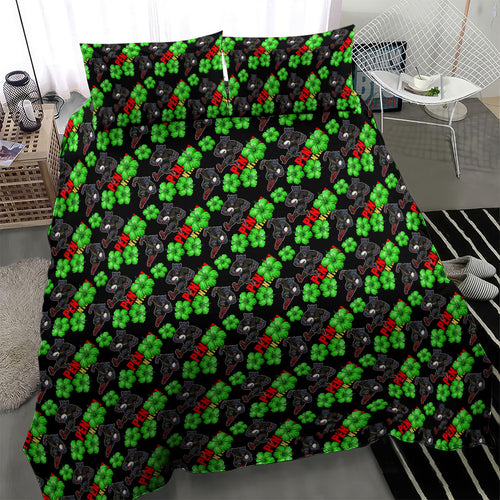 Penrith Panthers Bedding Set Tropical Hibiscus Floral Seamless Rugby Mascot