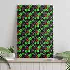 Penrith Panthers Canvas Wall Art Tropical Hibiscus Floral Seamless Rugby Mascot