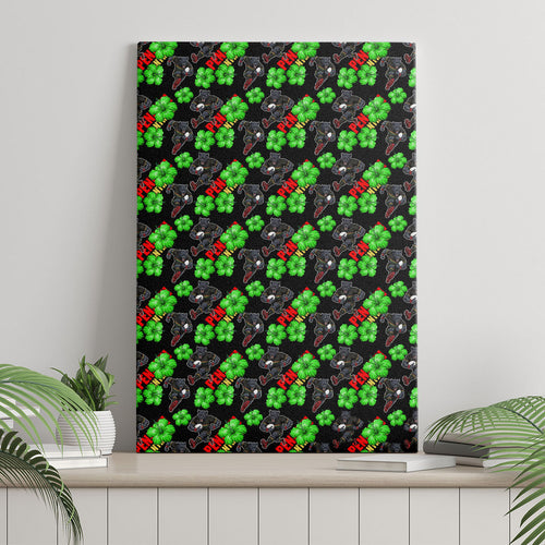Penrith Panthers Canvas Wall Art Tropical Hibiscus Floral Seamless Rugby Mascot
