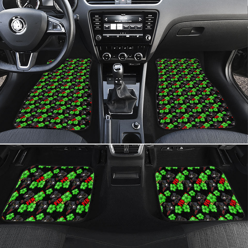 Penrith Panthers Car Mats Tropical Hibiscus Floral Seamless Rugby Mascot