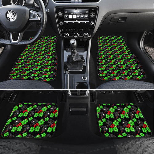 Penrith Panthers Car Mats Tropical Hibiscus Floral Seamless Rugby Mascot