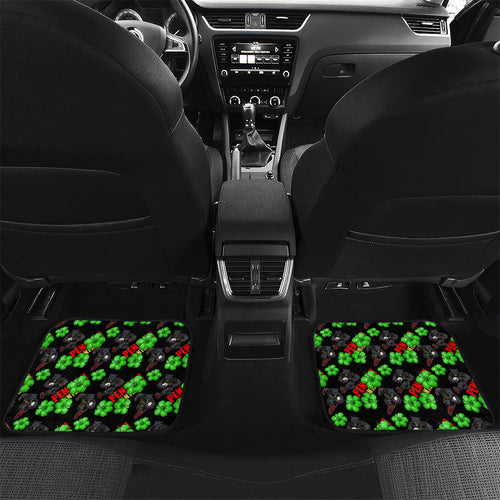Penrith Panthers Car Mats Tropical Hibiscus Floral Seamless Rugby Mascot