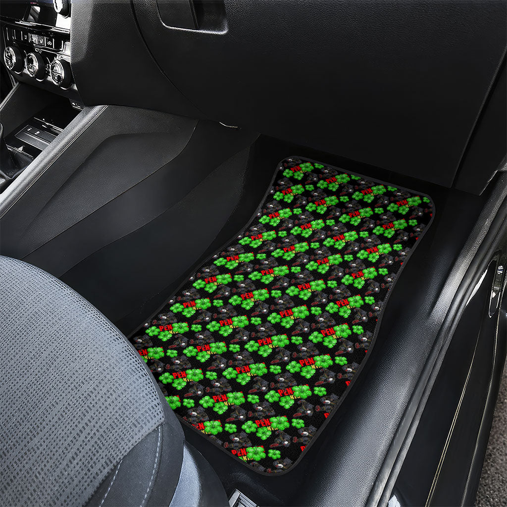 Penrith Panthers Car Mats Tropical Hibiscus Floral Seamless Rugby Mascot