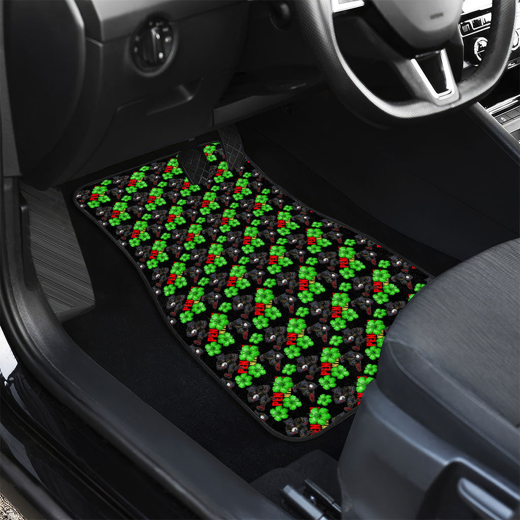 Penrith Panthers Car Mats Tropical Hibiscus Floral Seamless Rugby Mascot