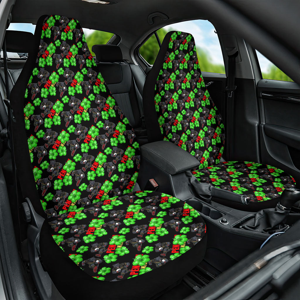 Penrith Panthers Car Seat Cover Tropical Hibiscus Floral Seamless Rugby Mascot