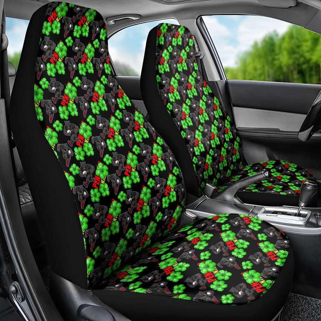 Penrith Panthers Car Seat Cover Tropical Hibiscus Floral Seamless Rugby Mascot