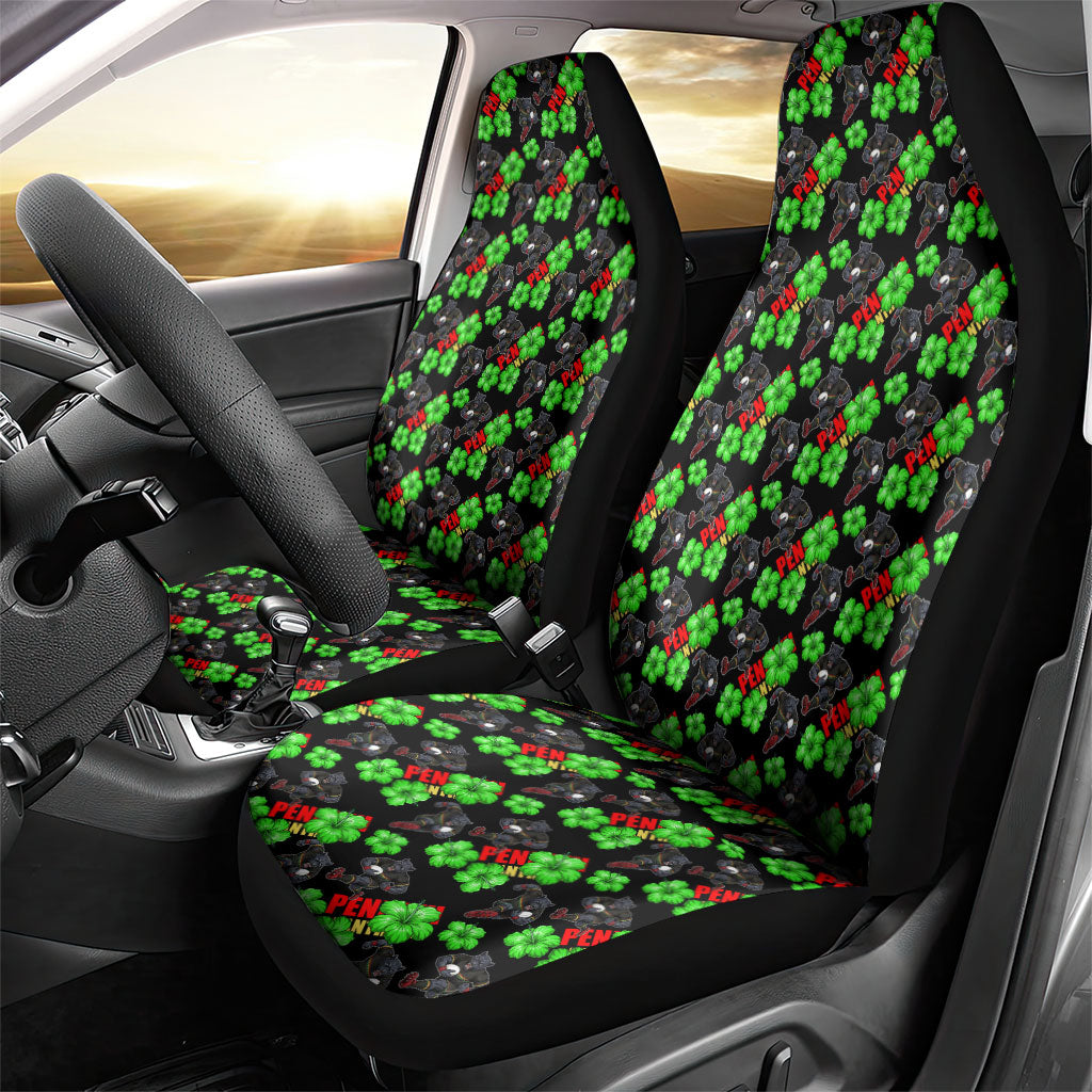 Penrith Panthers Car Seat Cover Tropical Hibiscus Floral Seamless Rugby Mascot