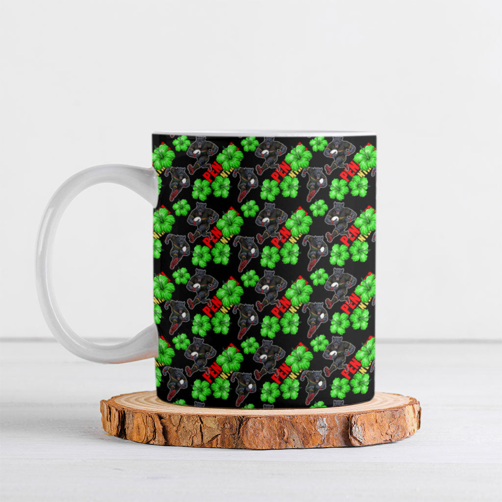 Penrith Panthers Ceramic Mug Tropical Hibiscus Floral Seamless Rugby Mascot