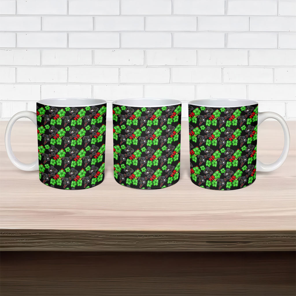 Penrith Panthers Ceramic Mug Tropical Hibiscus Floral Seamless Rugby Mascot