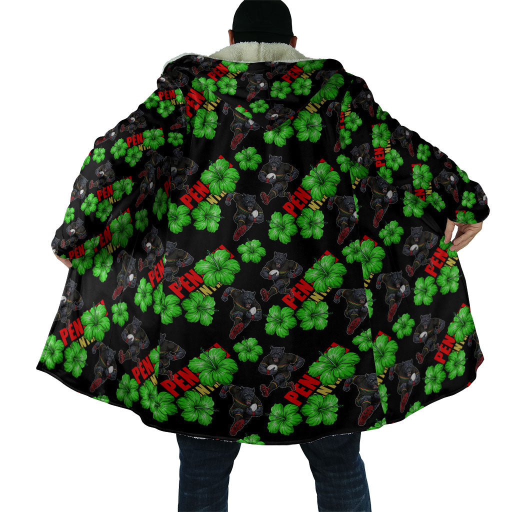 Penrith Panthers Cloak Tropical Hibiscus Floral Seamless Rugby Mascot